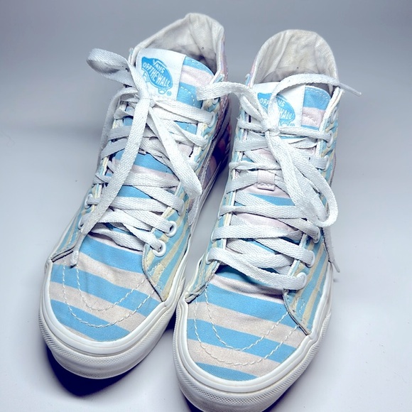 Vans Sk8, Hi Top Skate Shoe, Youth 4 Colorblock Pastel Stripes - Picture 2 of 6